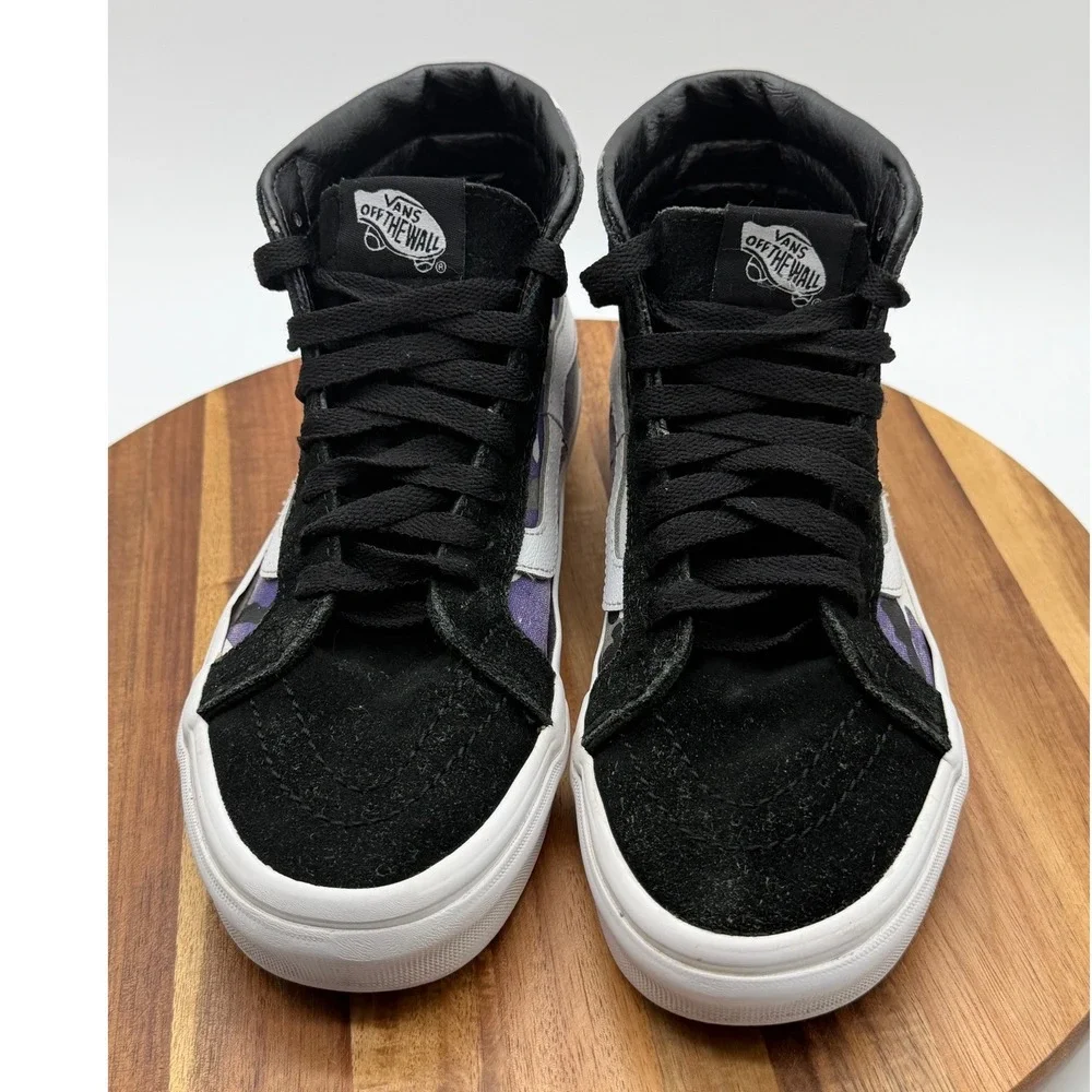 Vans Sk8-Hi Purple Men's 4 1/2/Women's 6 Camo High Top Sneakers Black Suede 0537